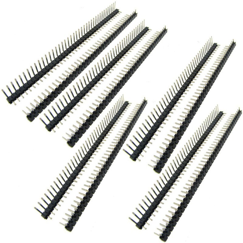 YXQ 40 Pin Headers Right Angle Single Row 2.54mm Pitch Male Header for Breadboard 10Pcs,100mm Length Black - Image 1